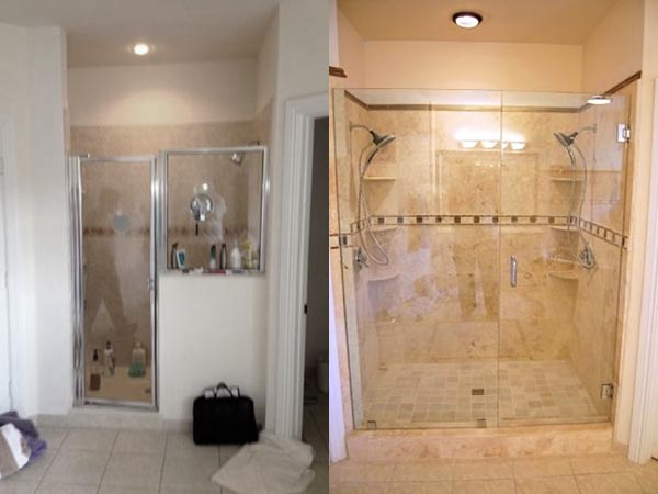 Shower Before and After - Allure Bathroom Remodeling