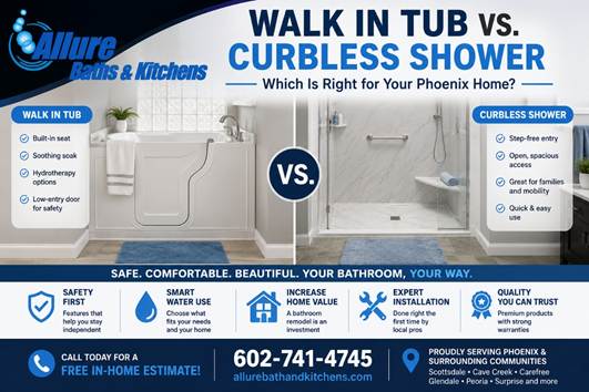 Walk In Tub vs Curbless Shower in Phoenix: Which Is Better?
